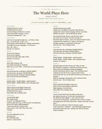ورقة هذه الأغنية — The World Plays Here