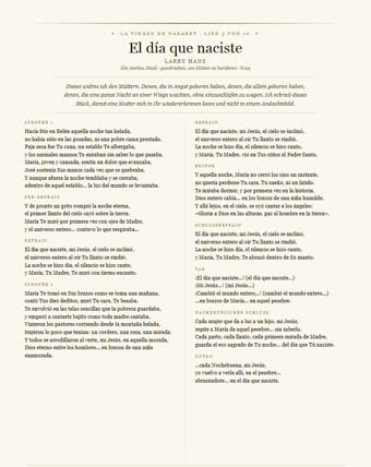 Das Liedblatt zu diesem Stück — El día que naciste