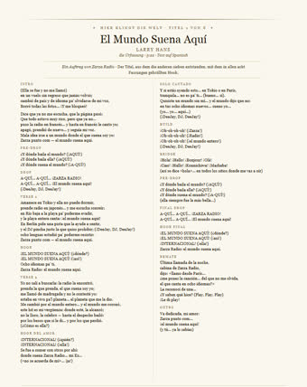 Das Blatt zu diesem Titel — El Mundo Suena Aquí