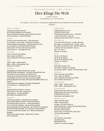 Das Blatt zu diesem Titel — Hier Klingt Die Welt