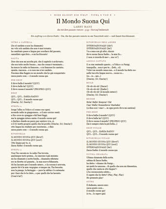 Das Blatt zu diesem Titel — Il Mondo Suona Qui