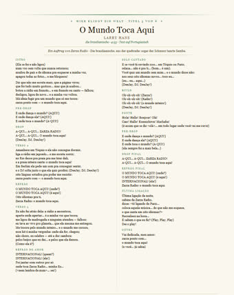 Das Blatt zu diesem Titel — O Mundo Toca Aqui