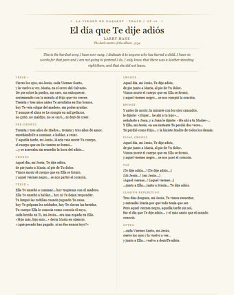 The lyric sheet for this song — El día que Te dije adiós