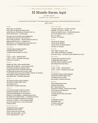 The sheet for this track — El Mundo Suena Aquí
