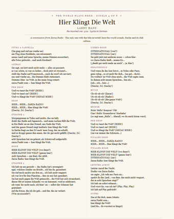 The sheet for this track — Hier Klingt Die Welt