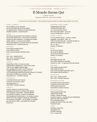 The sheet for this track — Il Mondo Suona Qui