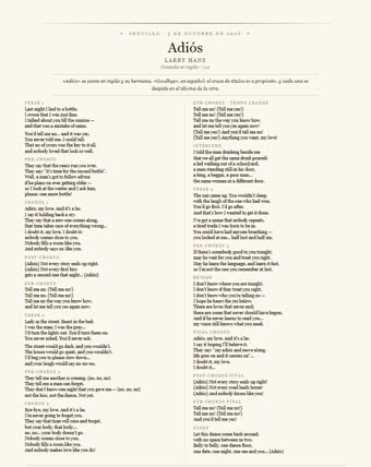 La hoja de este tema — Adiós