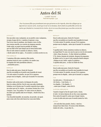 La feuille de cette chanson — Antes del Sí