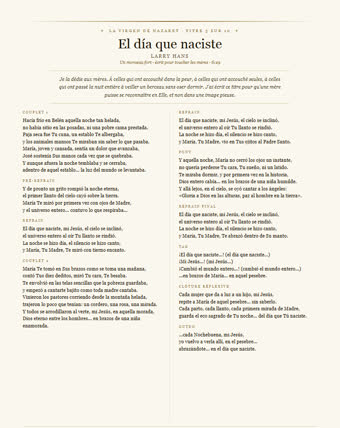 La feuille de cette chanson — El día que naciste