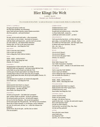 La feuille de ce morceau — Hier Klingt Die Welt