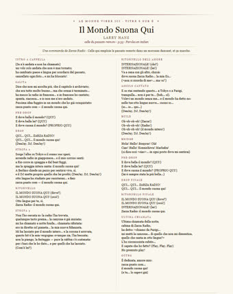 La feuille de ce morceau — Il Mondo Suona Qui