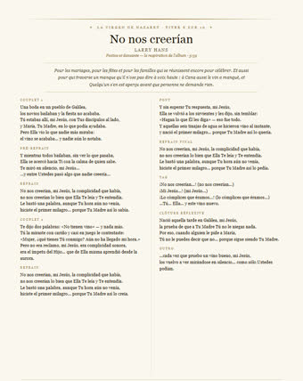 La feuille de cette chanson — No nos creerían