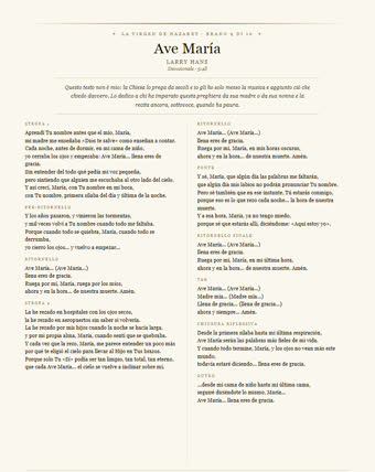 Il foglio di questa canzone — Ave María