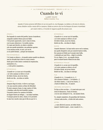 Il foglio di questa canzone — Cuando te vi