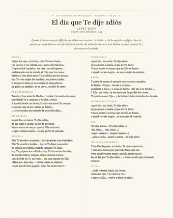 Il foglio di questa canzone — El día que Te dije adiós