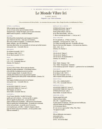 Il foglio di questo brano — Le Monde Vibre Ici