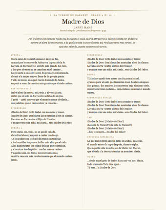 Il foglio di questa canzone — Madre de Dios