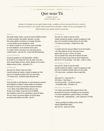 Il foglio di questa canzone — Que seas Tú